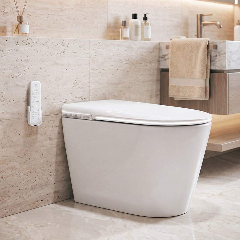 Elongated One Piece Toilet with 17.2" ADA Comfort Height Seat Modern Toilet for Bathroom 1.0GPF Button & Foot Kick Flush, Air Pressure Assisted Flush, 12'' Rough-in, Standard White Bowl