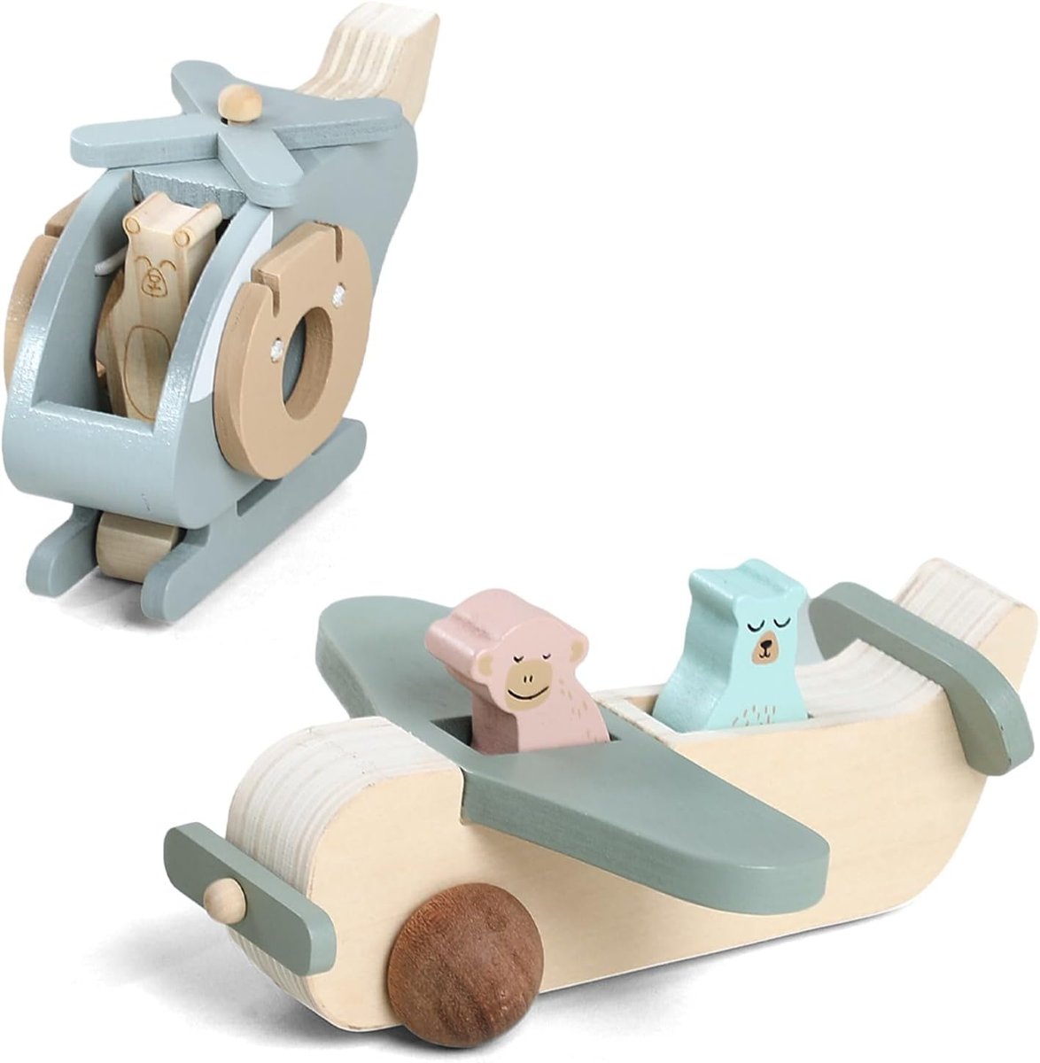 UDEAS Pull-Back Jumbo Plane Wooden Toy - Worldwide Journey