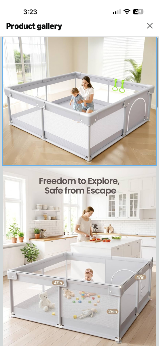Large Baby Playpen, Baby Playard for Babies and Toddlers, Baby Fence Play Pens for Indoor & Outdoor, Sturdy Safety Play Yard with Soft Breathable Mesh, Anti-Fall, Gre