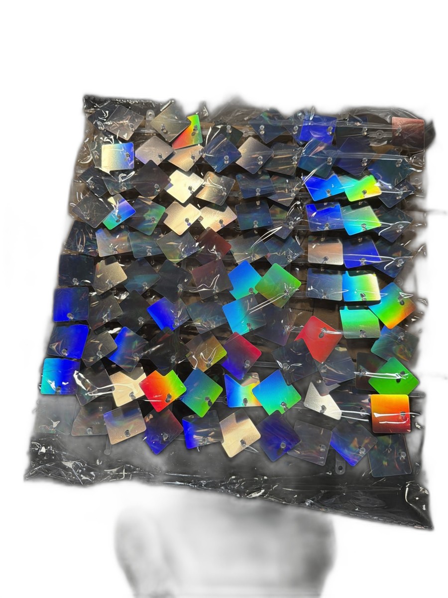 Holographic Square Sequin Craft Tiles with Holes