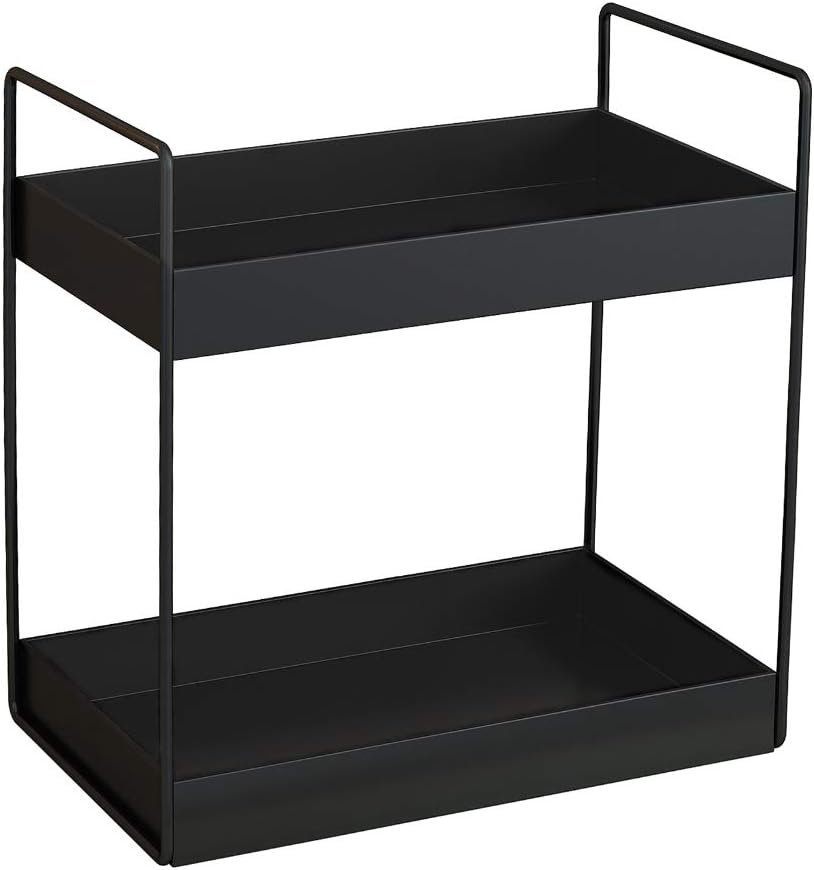 2 Tier Bathroom Counter Organizer, Standing Vanity Organizer Shelf for Bathroom Storage Organization, Countertop Skincare Makeup Organizers Holder, Black