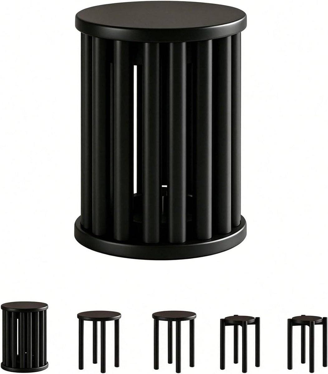 Stackable Stools Set of 4,Wooden Side Tables Stool,18 Inch Stool,No Installation Required, Versatile Stackable Round Stools for Kitchen Island,Bedroom,Living Room
